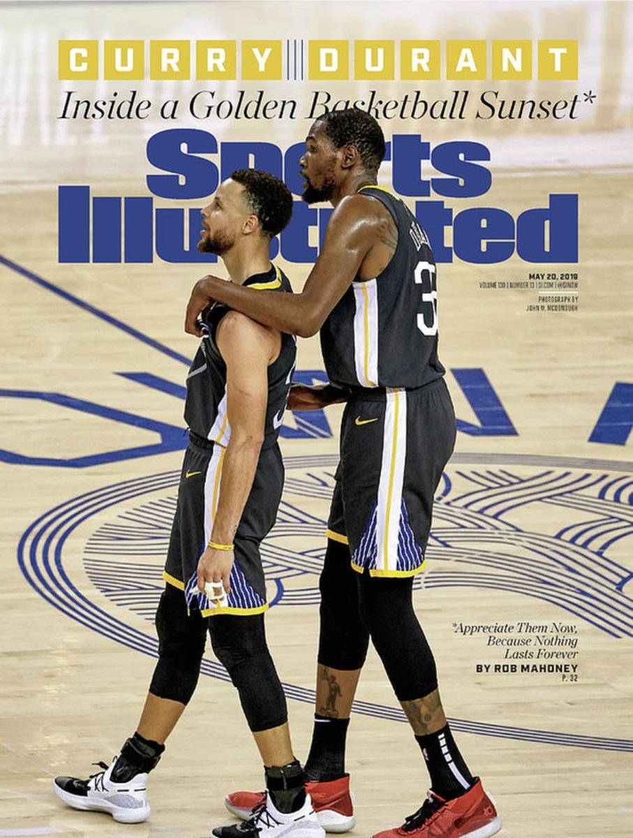 Curry Durant Inside A Golden Basketball Sunset Sports Illustrated Cover - Poster | Canvas Wall Art Print
