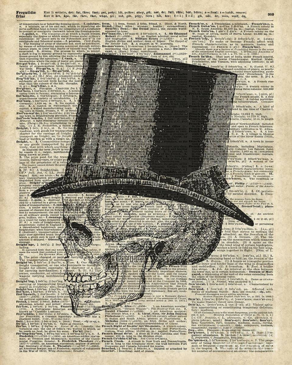 Death Skull With Victorian Hat - Poster | Canvas Wall Art Print