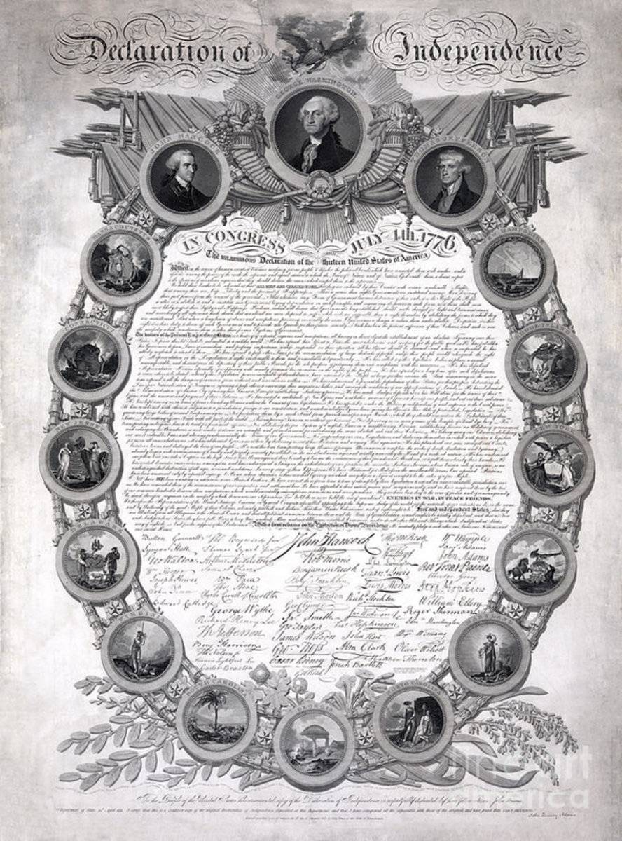 Declaration Of Independence 1819 Partially Restored - Poster | Canvas Wall Art Print