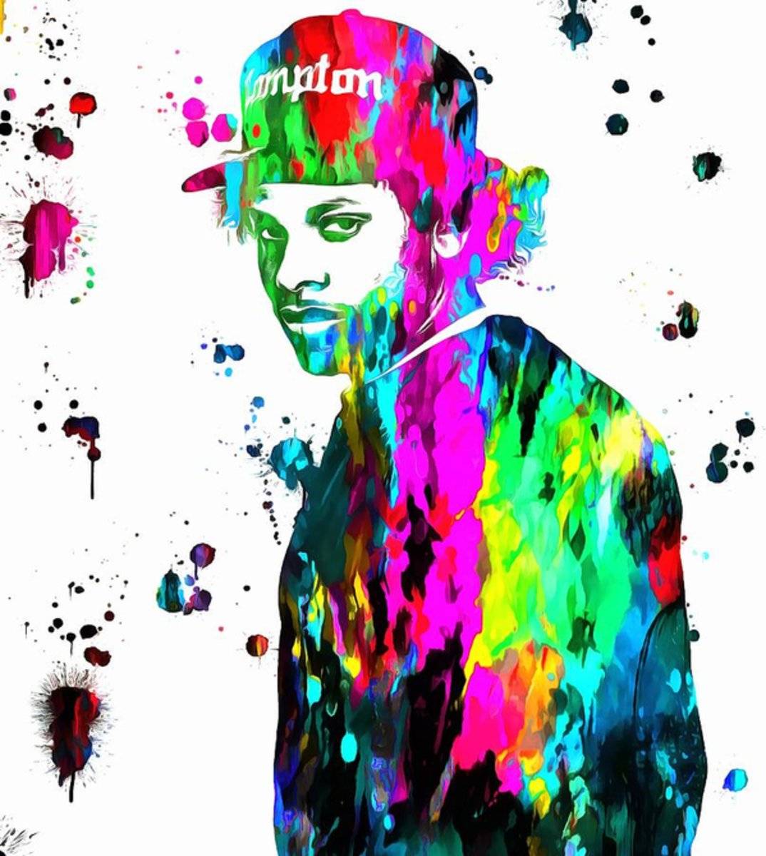 Eazy E Paint Splatter - Rapper - Poster | Canvas Wall Art Print