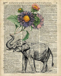 Elephant With Flowers - Poster | Canvas Wall Art Print