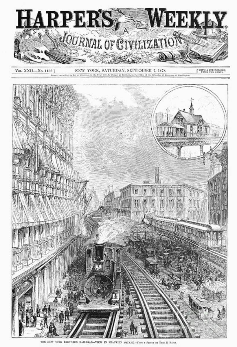 Elevated Railroad, 1878 - Poster | Canvas Wall Art Print