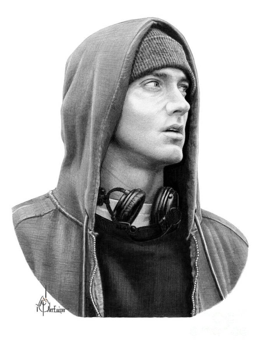 Eminem Marshall Mathers Drawing - Rapper - Poster | Canvas Wall Art Print