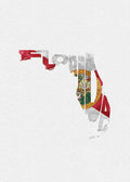 Florida Typographic Map Flag - Poster | Canvas Wall Art Print