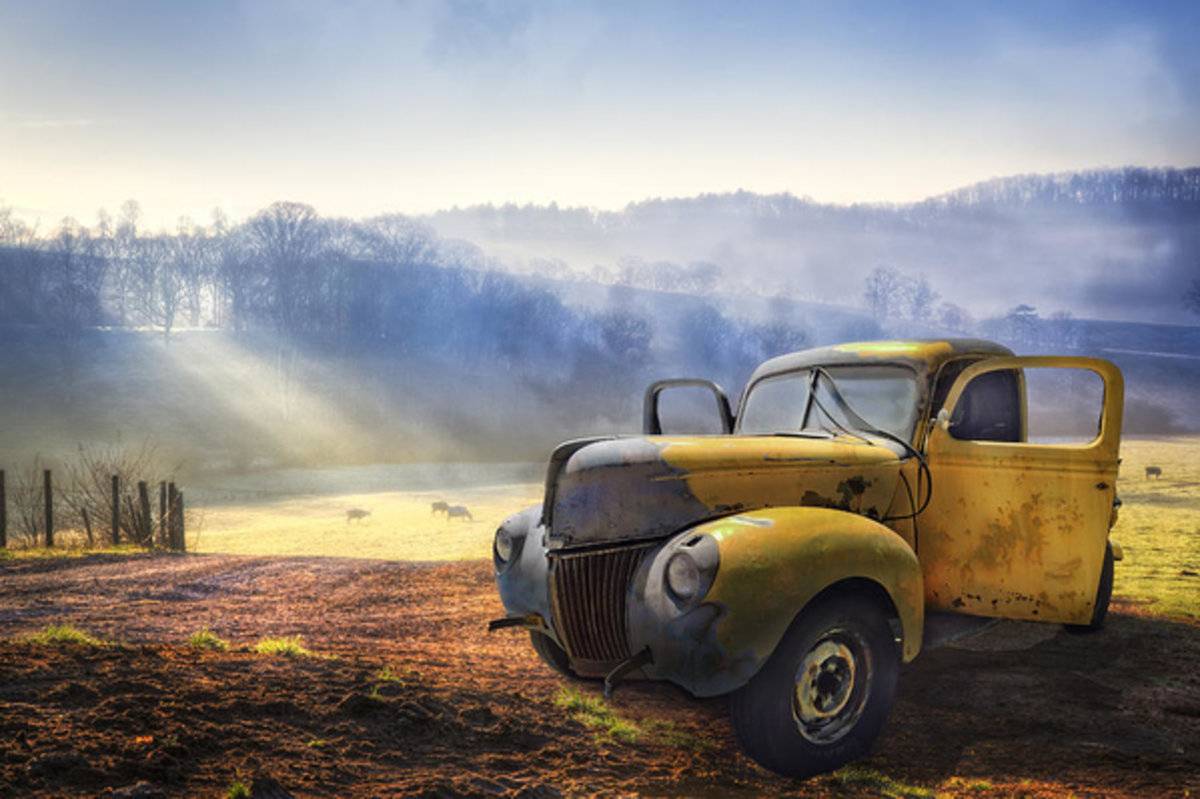 Ford In The Fog - Poster | Canvas Wall Art Print