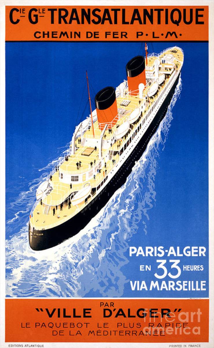 France Cruise Vintage Travel Restored - Poster | Canvas Wall Art Print