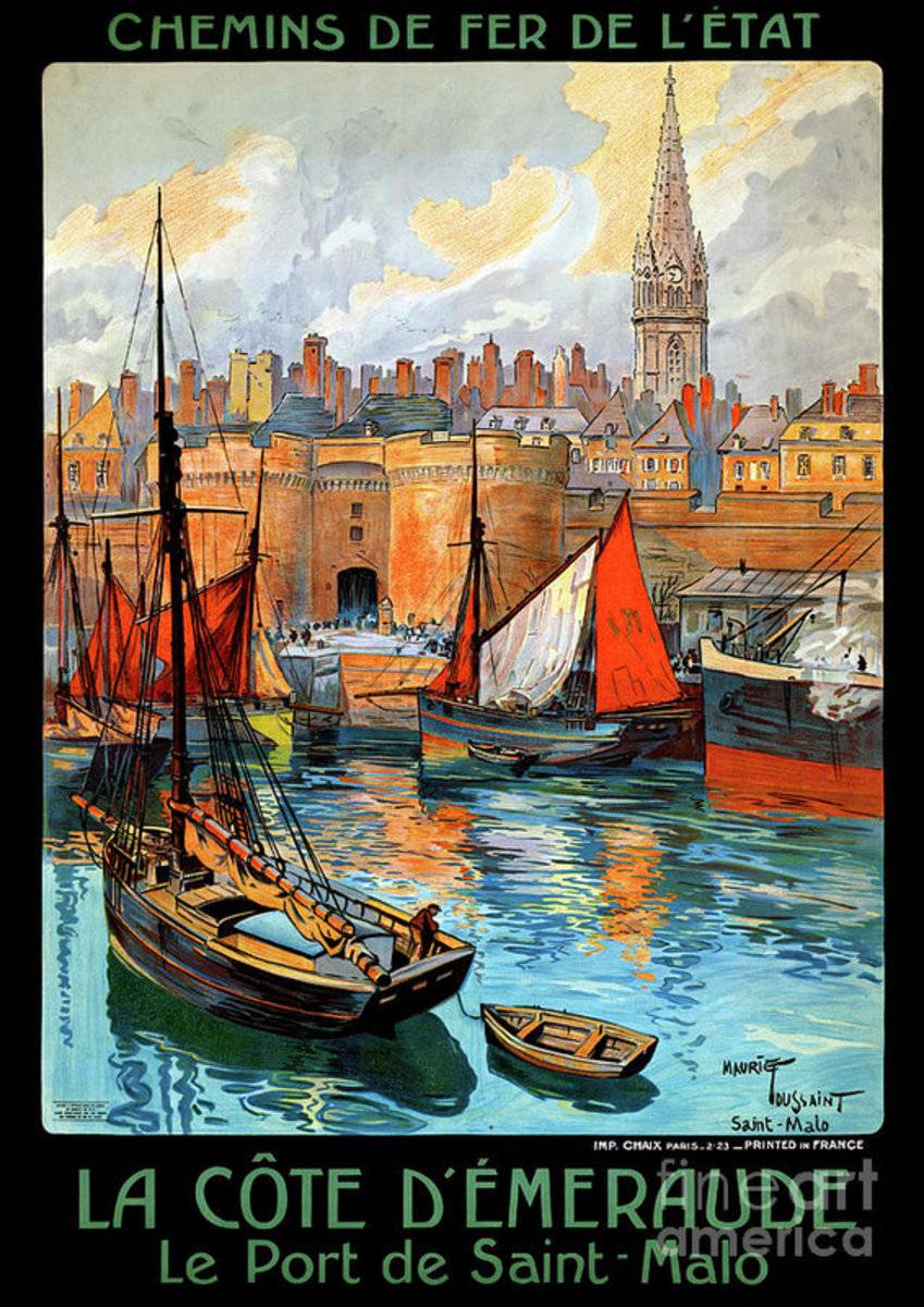 France Saint Malo Restored Vintage Travel - Poster | Canvas Wall Art Print