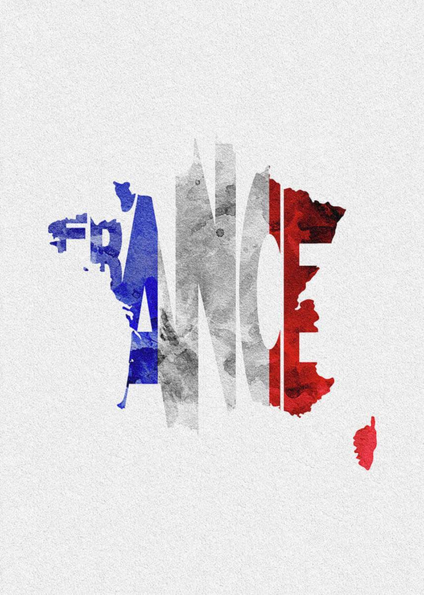 France Typographic Map Flag - Poster | Canvas Wall Art Print