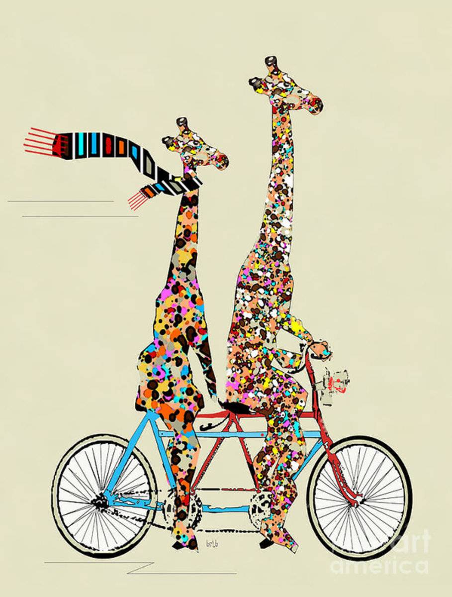 Giraffe Days Lets Tandem - Poster | Canvas Wall Art Print