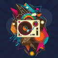 Goodtime Party Music Retro Rainbow Turntable Graphic - Poster | Canvas Wall Art Print