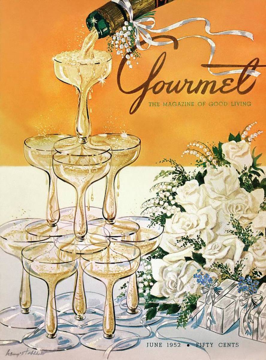 Gourmet Cover Featuring A Pyramid Of Champagne - Poster | Canvas Wall Art Print
