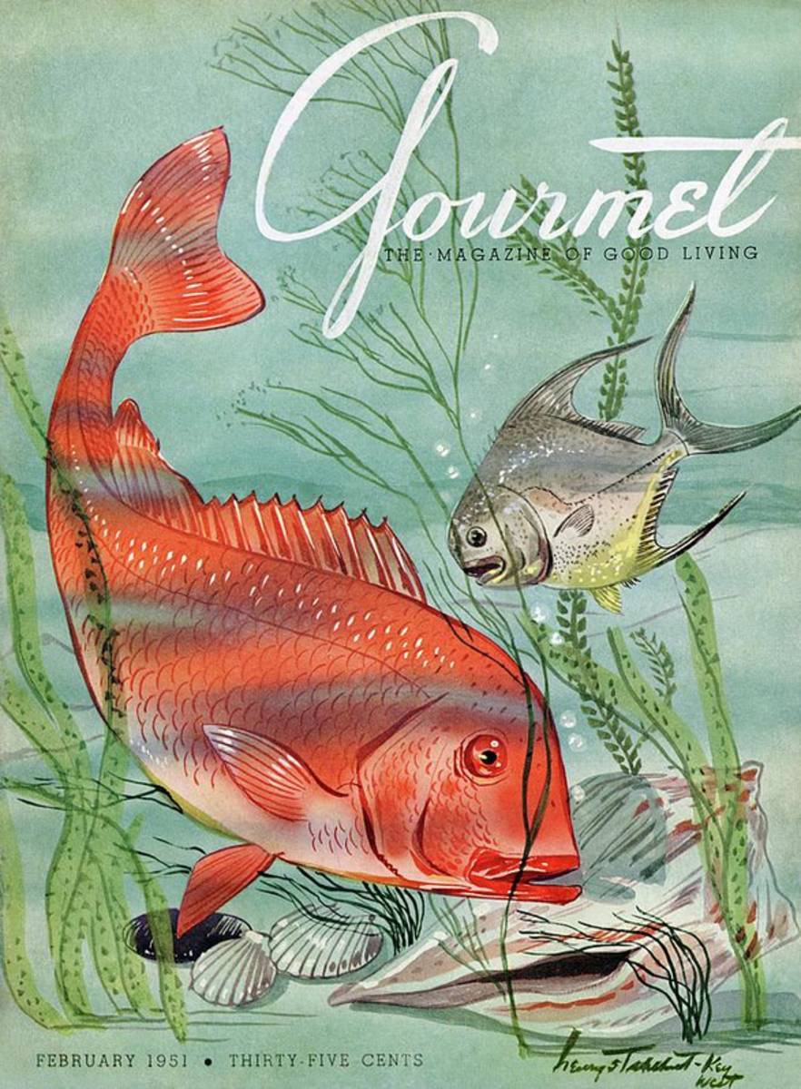 Gourmet Cover Featuring A Snapper And Pompano - Poster | Canvas Wall Art Print