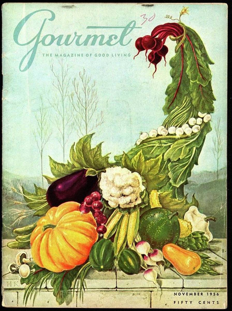Gourmet Cover Illustration Of A Cornucopia - Poster | Canvas Wall Art Print