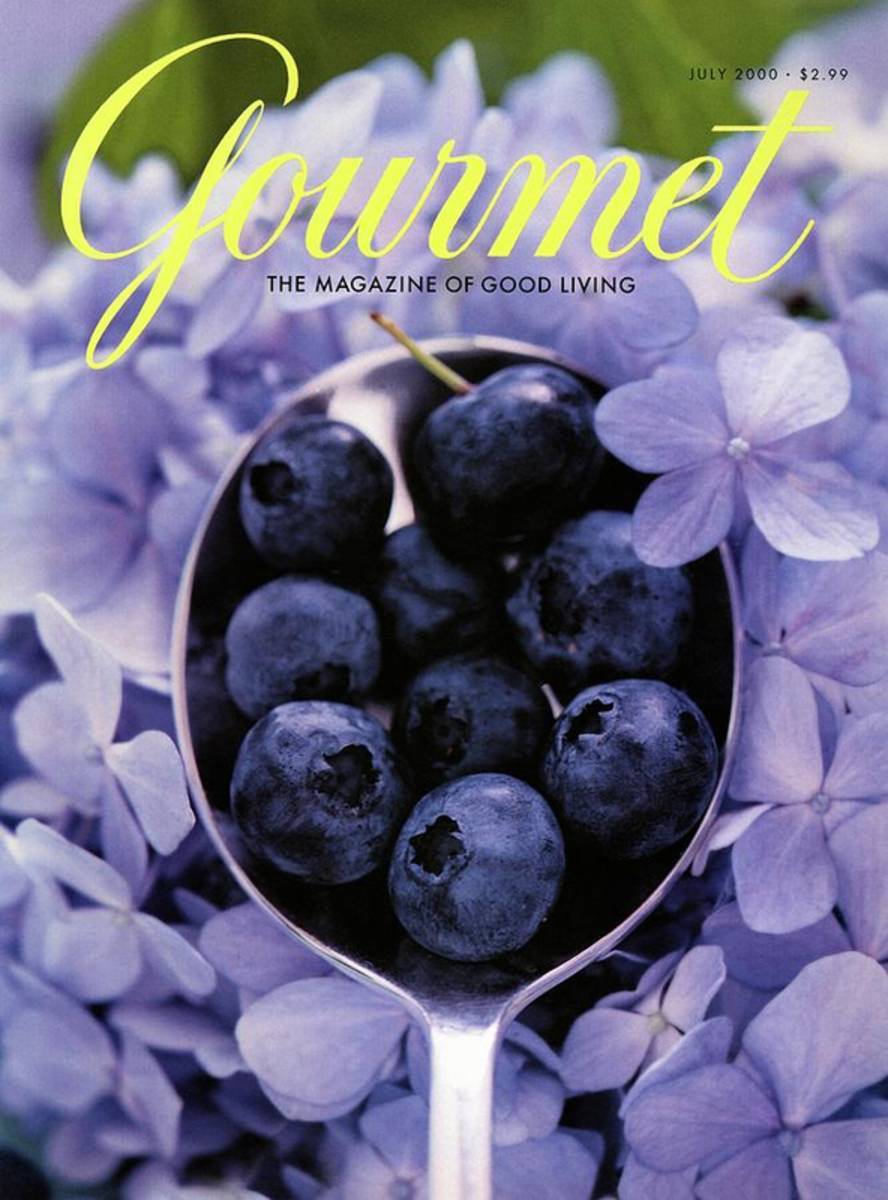 Gourmet Magazine Cover Blueberries On Silver Spoon - Poster | Canvas Wall Art Print
