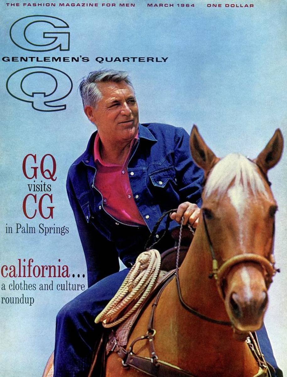 Gq Cover Of Actor Carey Grant Horseback Riding - Poster | Canvas Wall Art Print