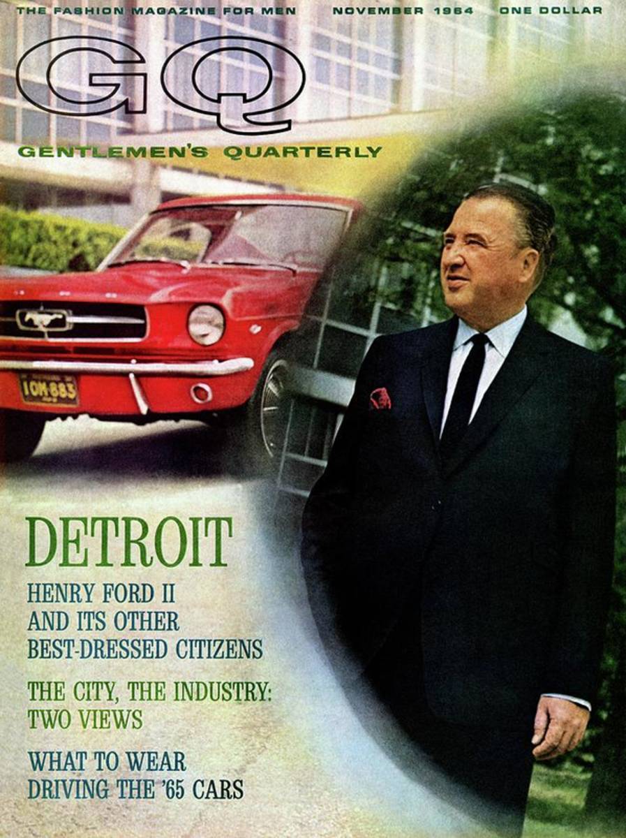 Gq Cover Of Henry Ford Ii And 1965 Ford Mustang - Poster | Canvas Wall Art Print