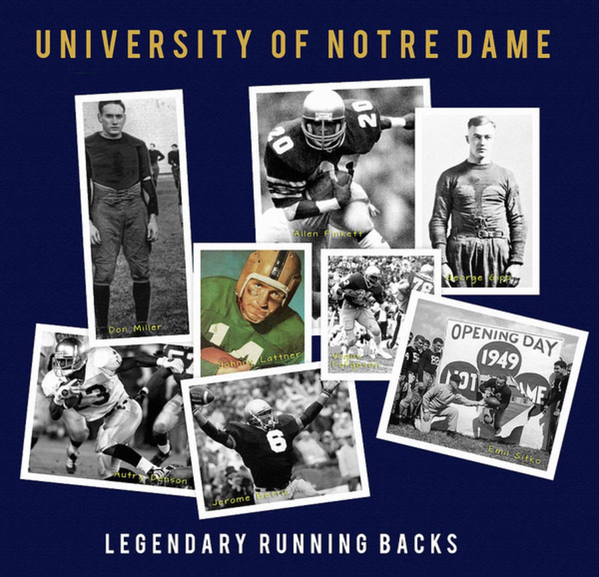 Greatest Notre Dame Running Backs - Poster | Canvas Wall Art Print