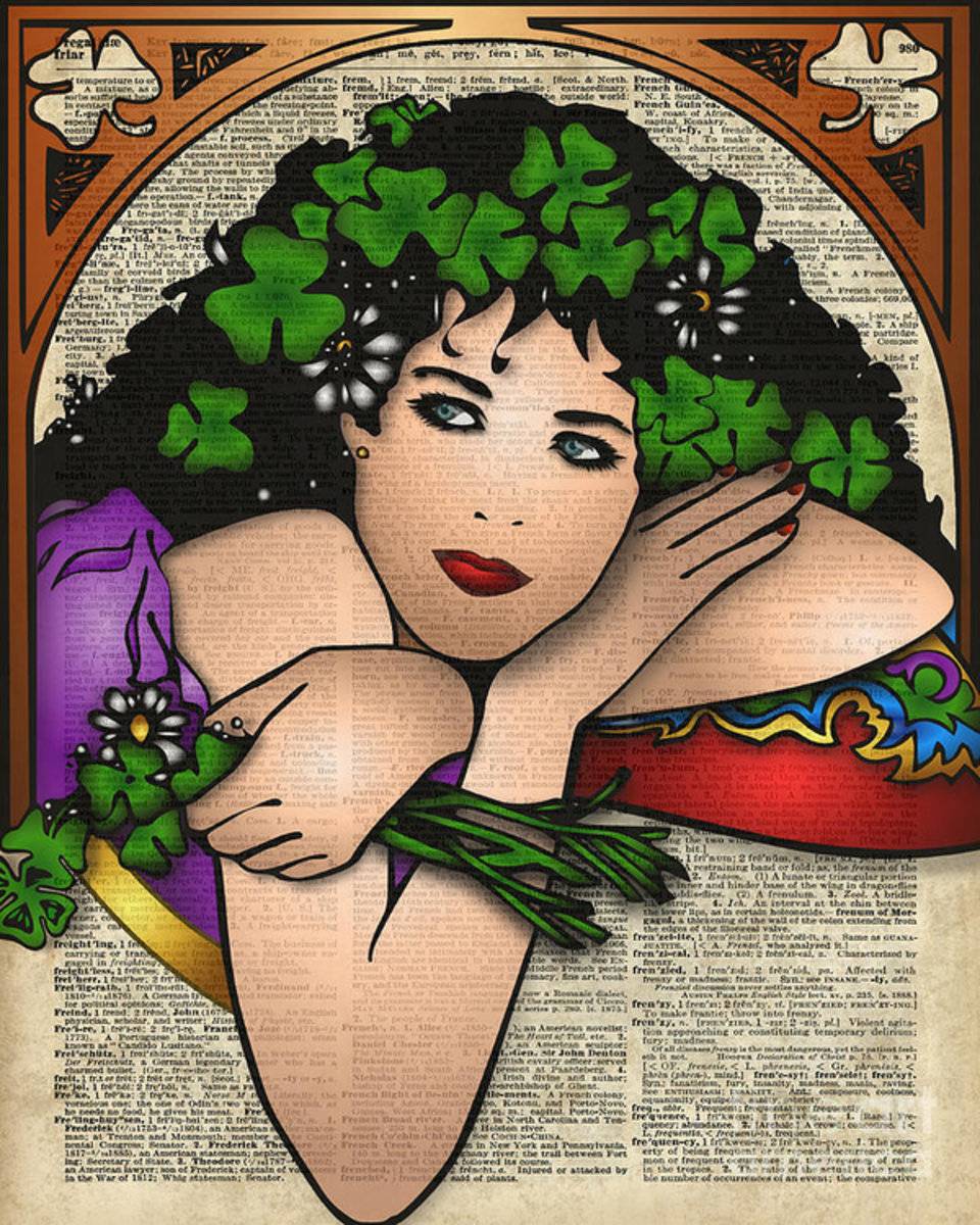 Gypsy Girl On Dictionary Page - Poster | Canvas Wall Art Print
