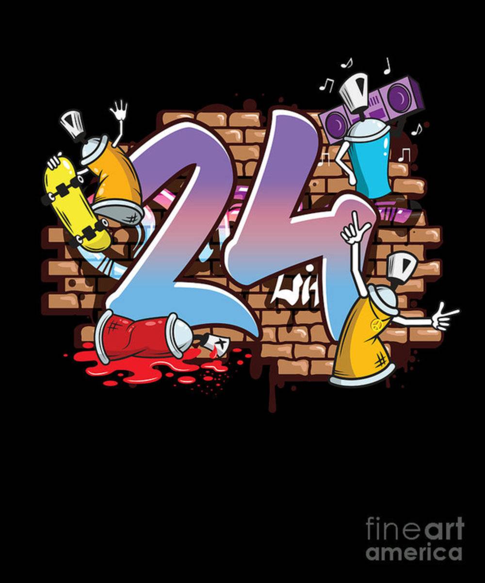 Hiphop Dancer Graffiti Artist Typography 24Th Birthday Hip Hop Urban Wall Mural Street Art - Rapper - Poster | Canvas Wall Art Print