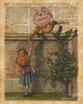 Humpty Dumpty Alice In Wonderland Vintage Dictionary Art - Poster | Canvas Wall Art Print