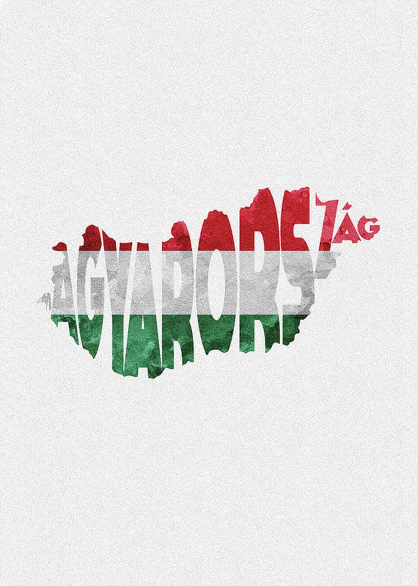 Hungary Typographic Map Flag - Poster | Canvas Wall Art Print