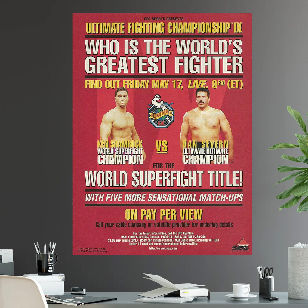 UFC 9 David vs Goliath Ken Shamrock vs Dan Severn - Poster | Canvas Wall Art Print