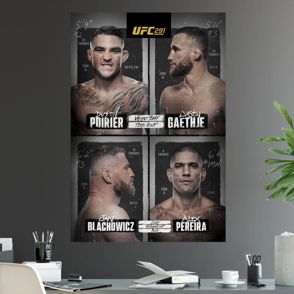 UFC 291 Dustin Poirier vs Justin Gaethje Jan Blachowicz vs Alex Pereira BMF Title - Poster | Canvas Wall Art Print