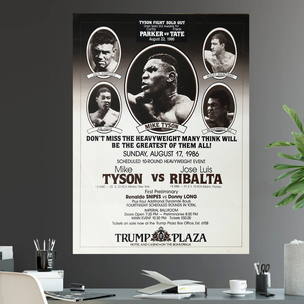 Mike Tyson vs Jose Luis Ribalta Undisputed Heavyweight World Championship Battle Iconic Boxing Pay Per View - Poster | Canvas Wall Art Print