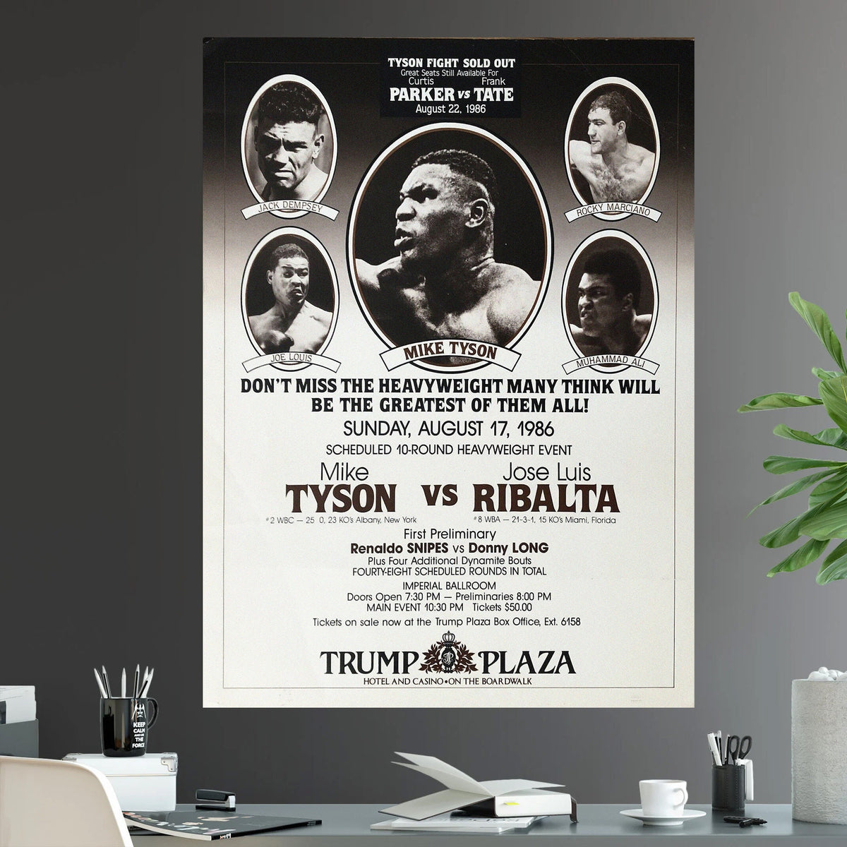 Mike Tyson vs Jose Luis Ribalta Undisputed Heavyweight World Championship Battle Iconic Boxing Pay Per View - Poster | Canvas Wall Art Print