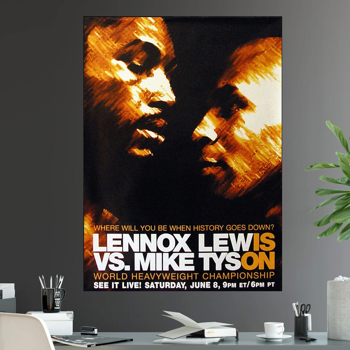 Mike Tyson vs Lennox Lewis Undisputed Heavyweight World Championship Battle Iconic Boxing Pay Per View - Poster | Canvas Wall Art Print