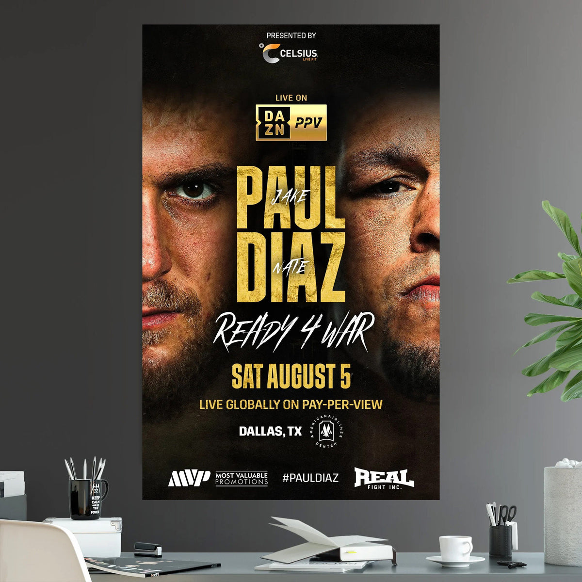 Jake Paul vs Nate Diaz Boxing UFC YouTube Pay Per View - Poster | Canvas Wall Art Print