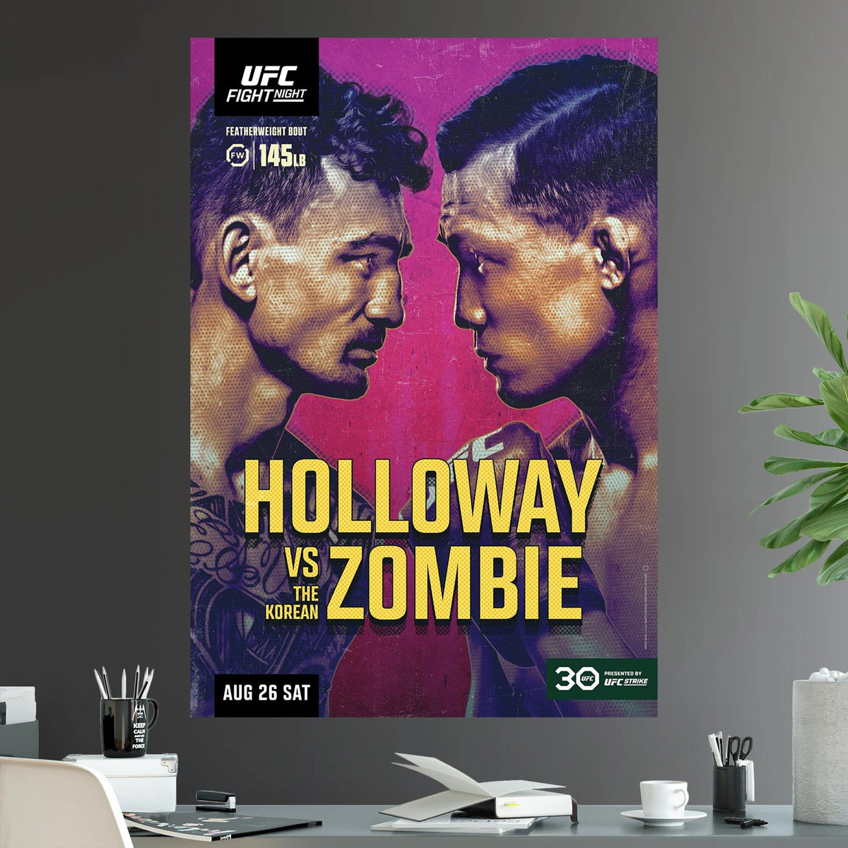 UFC Fight Night Max Holloway vs The Korean Zombie Featherweight Bout Championship Title - Poster | Canvas Wall Art Print