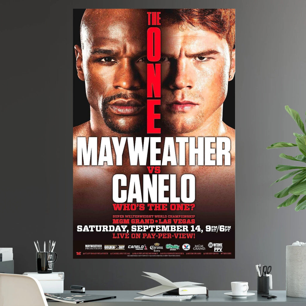 Floyd Mayweather Jr vs Canelo Alvarez Undisputed Middleweight World Championship Battle The One Iconic Boxing - Poster | Canvas Wall Art Print