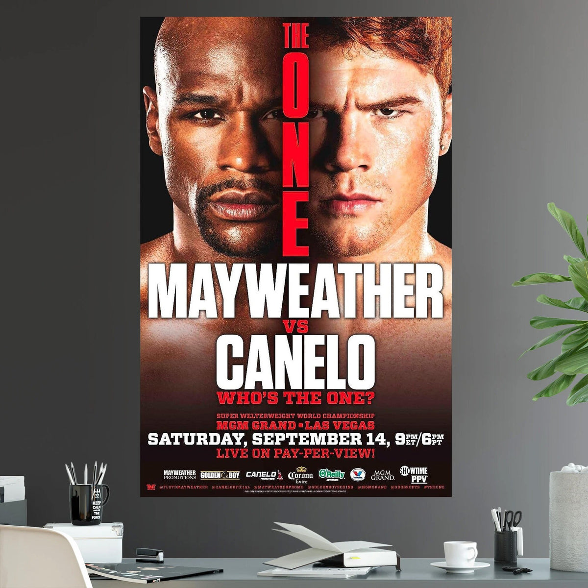 Floyd Mayweather Jr vs Canelo Alvarez Undisputed Middleweight World Championship Battle The One Iconic Boxing - Poster | Canvas Wall Art Print