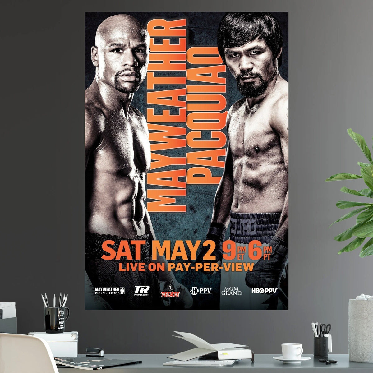 Floyd Mayweather Jr vs Manny Pacquiao Pacman Battle for Greatness Welterweight Bout Championship Title - Poster | Canvas Wall Art Print