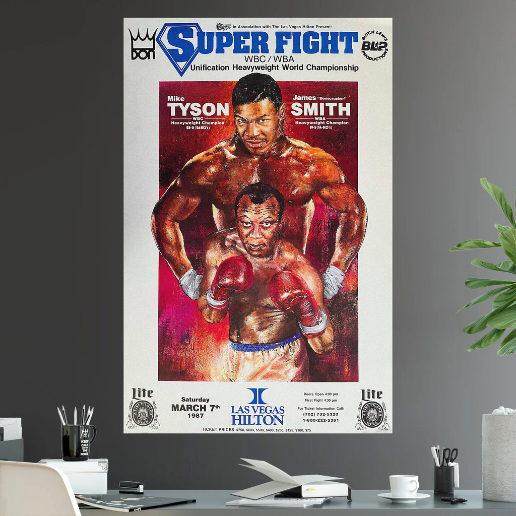 Mike Tyson vs James Smith Undisputed Heavyweight World Championship Battle Iconic Boxing Pay Per View - Poster | Canvas Wall Art Print