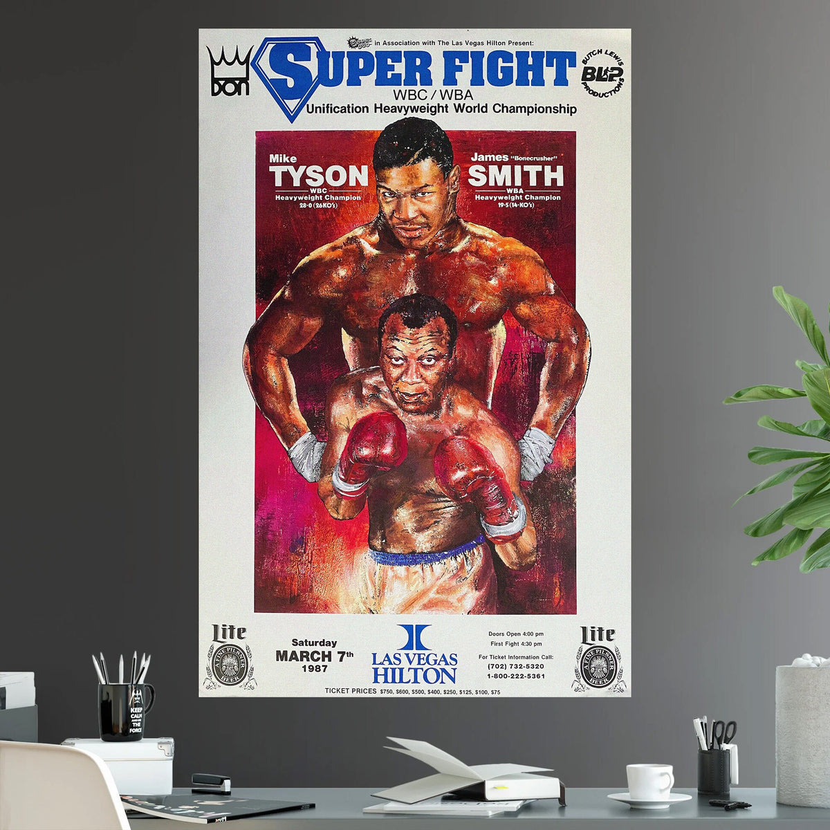 Mike Tyson vs James Smith Undisputed Heavyweight World Championship Battle Iconic Boxing Pay Per View - Poster | Canvas Wall Art Print