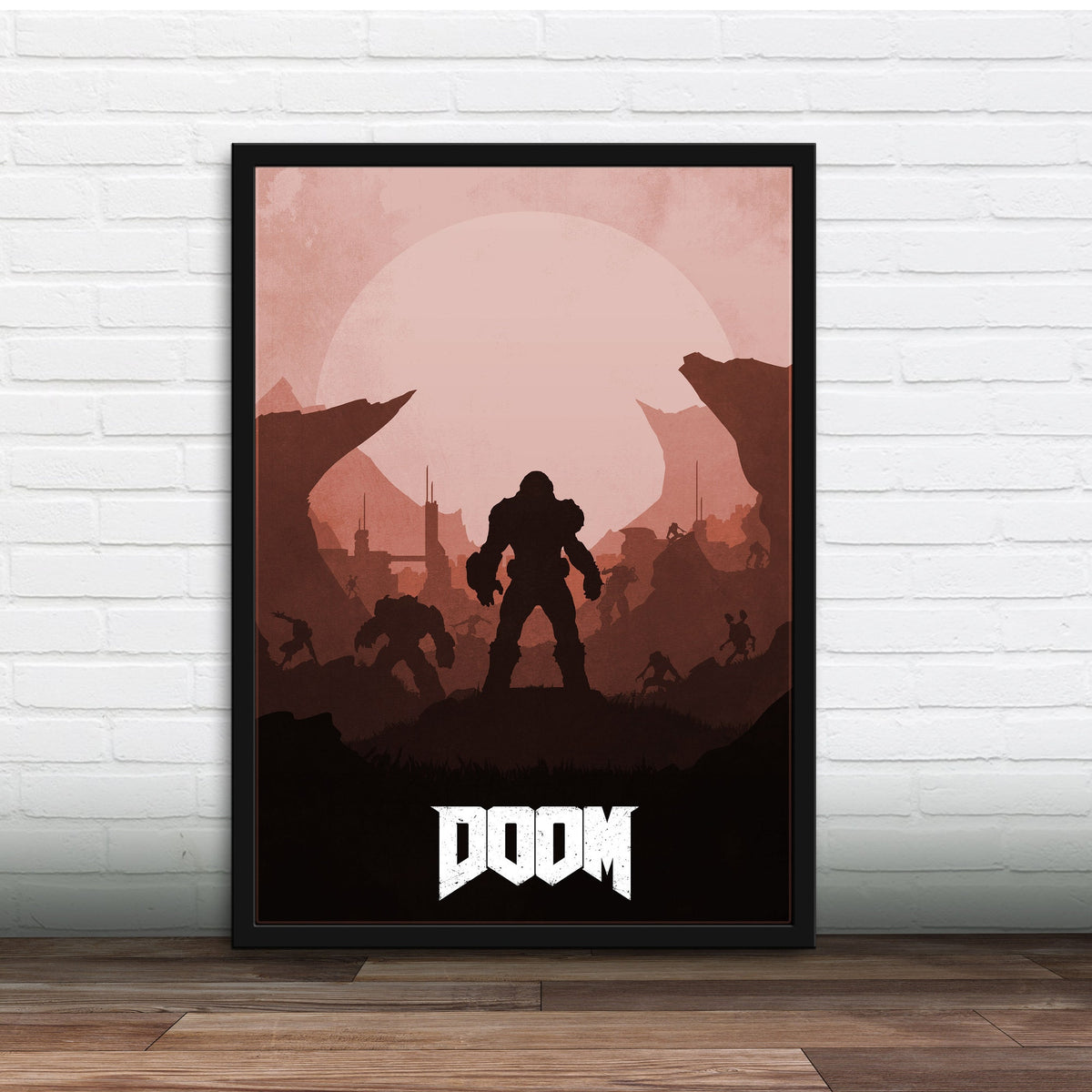 Minimalist Doom Video Game Art Gamer Gift for Him Gift for Her - Poster | Canvas Wall Art Print