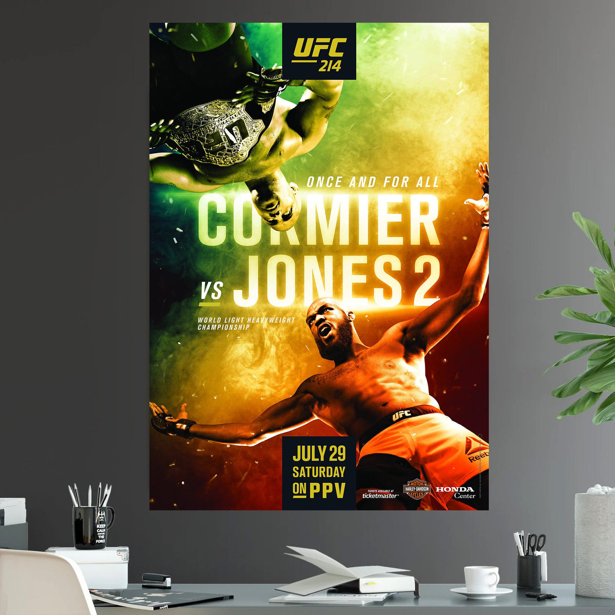 UFC 214 Jon Jones vs Daniel Cormier 2 Rematch Light Heavyweight Championship Title - Poster | Canvas Wall Art Print
