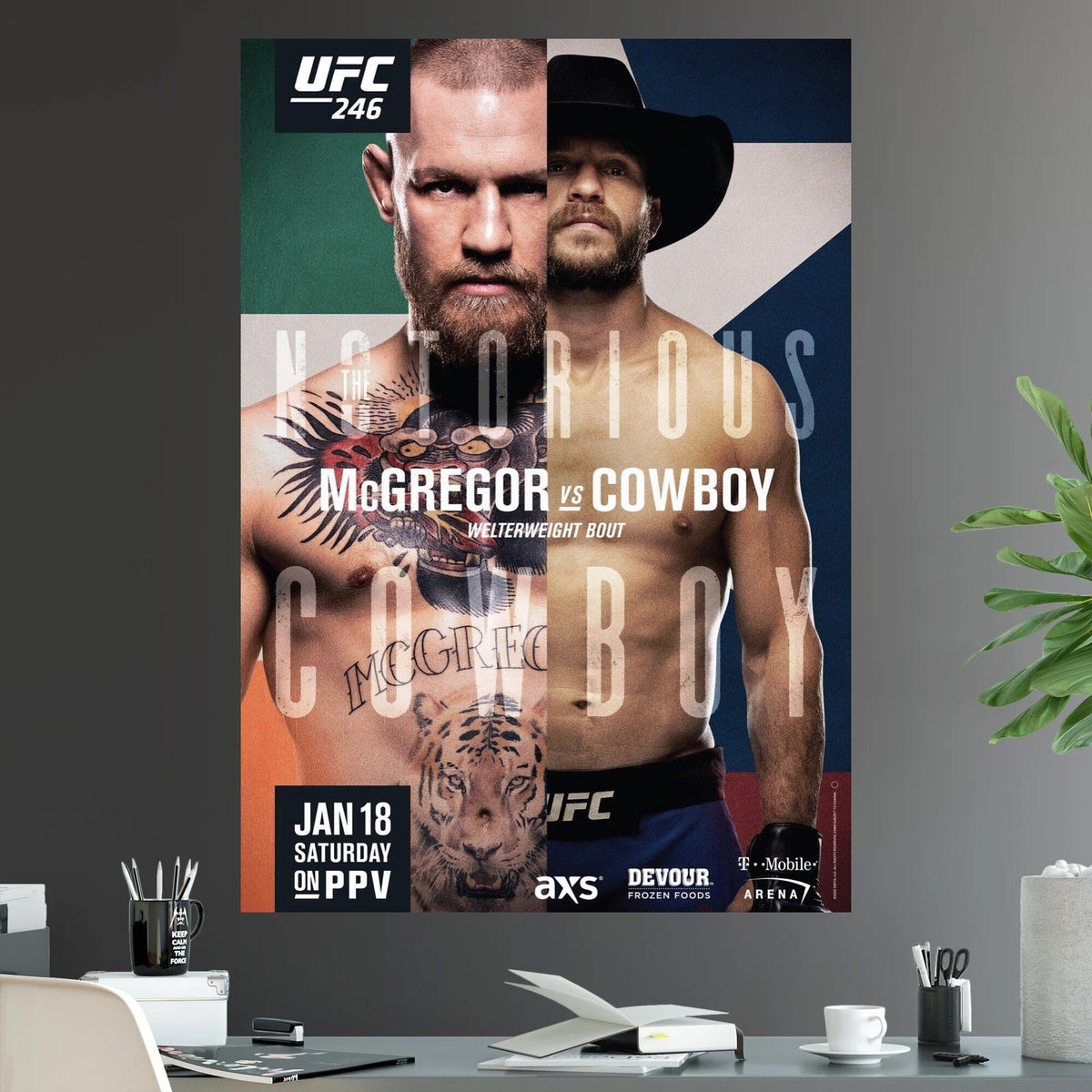 UFC 246 Conor McGregor vs Donald "Cowboy" Cerrone Welterweight Championship Title - Poster | Canvas Wall Art Print
