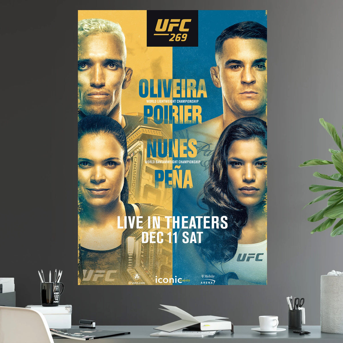 UFC 269 Carlos Oliveira vs Dustin Poirier Julianna Pena vs Amanda Nunes Lightweight Women's Bantamweight Championship Title - Poster | Canvas Wall Art Print