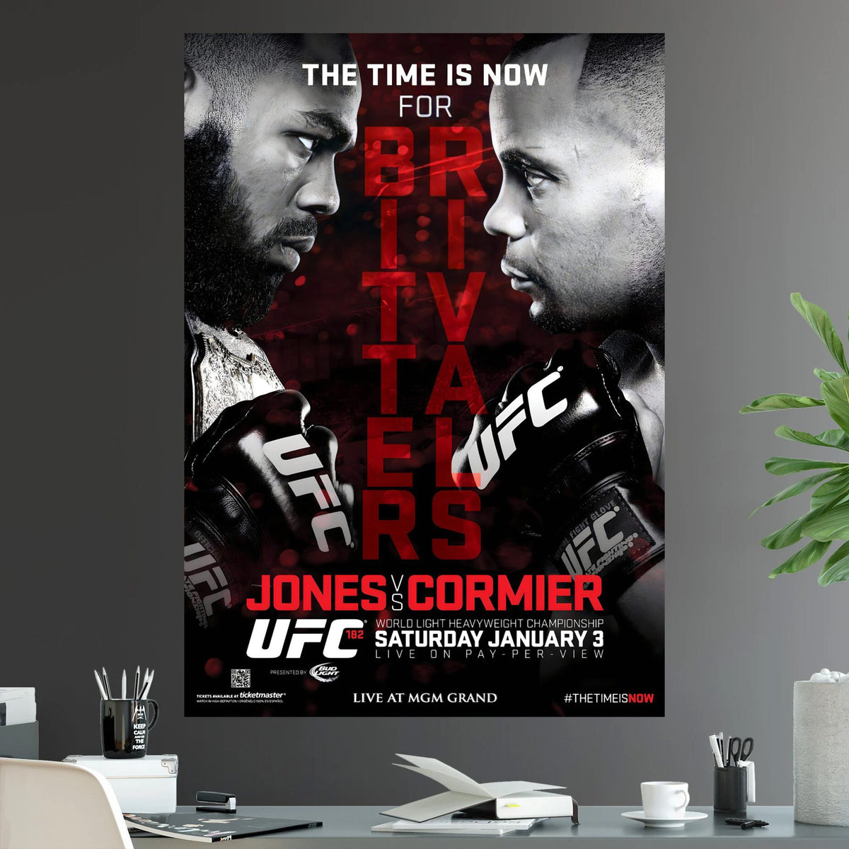 UFC 182 Jon Jones vs Daniel Cormier Bitter Rivals Light Heavyweight Championship Title - Poster | Canvas Wall Art Print