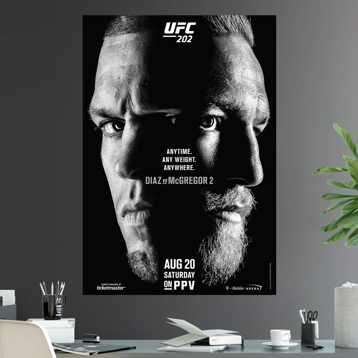 UFC 202 Conor McGregor vs Nate Diaz 2 The Rematch Welterweight Championship Title - Poster | Canvas Wall Art Print