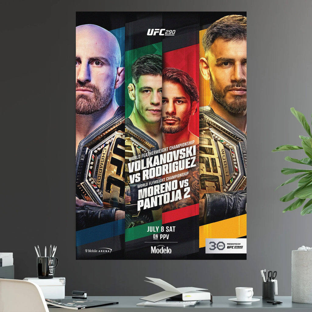 UFC 290 Alexander Volkanovski vs Yair Rodriguez Alexandre Pantoja vs Brandon Moreno Featherweight Championship Title - Poster | Canvas Wall Art Print