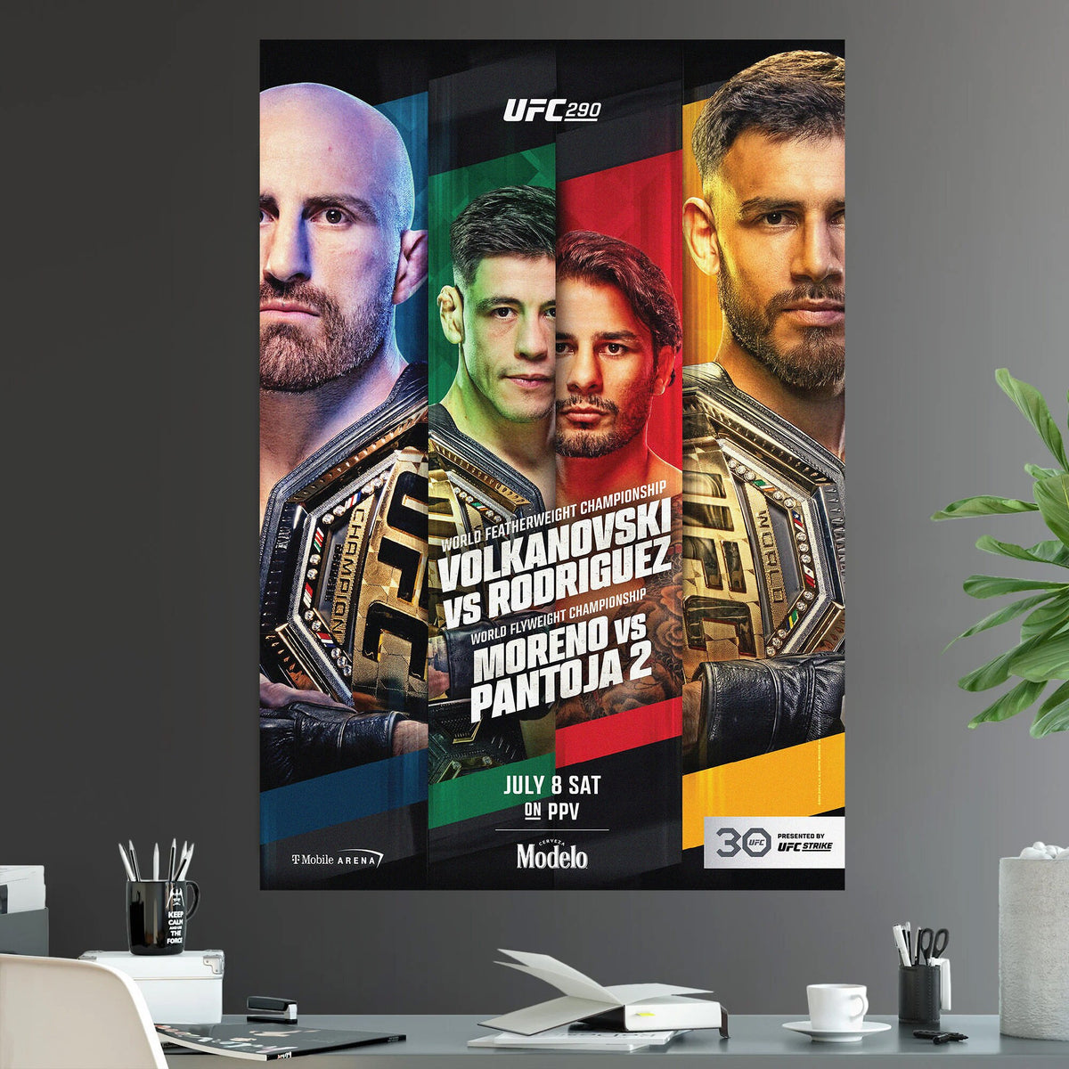UFC 290 Alexander Volkanovski vs Yair Rodriguez Alexandre Pantoja vs Brandon Moreno Featherweight Championship Title - Poster | Canvas Wall Art Print