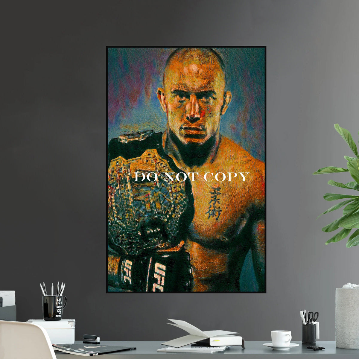 UFC Icon George St Pierre GSP Champion Fighter Series 3 Rush MMA High Quality - Poster | Canvas Wall Art Print