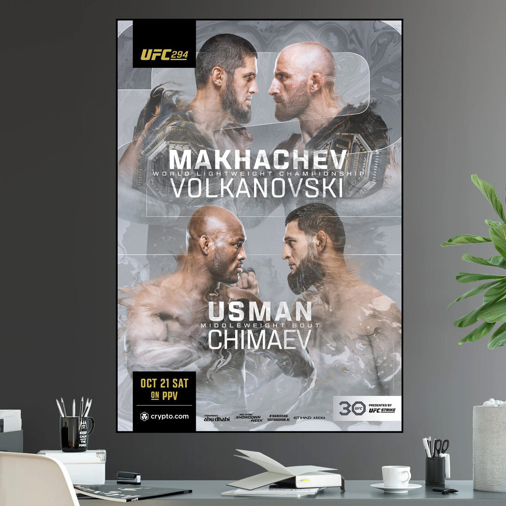 UFC 294 Makhachev vs Alexander Volkanovski Lightweight Championship Title Kamaru Usman vs Khamzat Chimaev - Poster | Canvas Wall Art Print