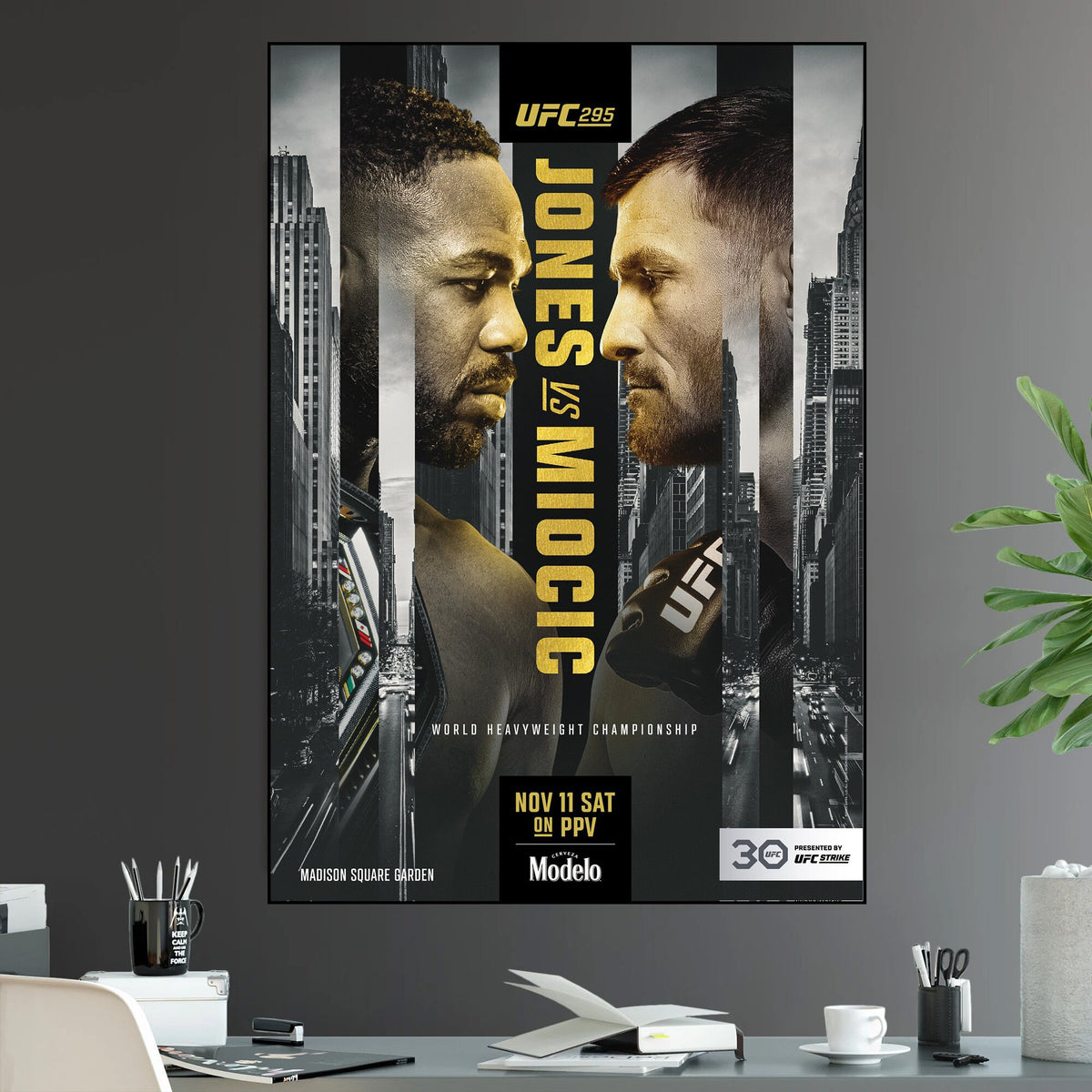 UFC 295 Cancelled Fight Jon Jones vs Stipe Miocic Heavyweight Championship Title - Poster | Canvas Wall Art Print