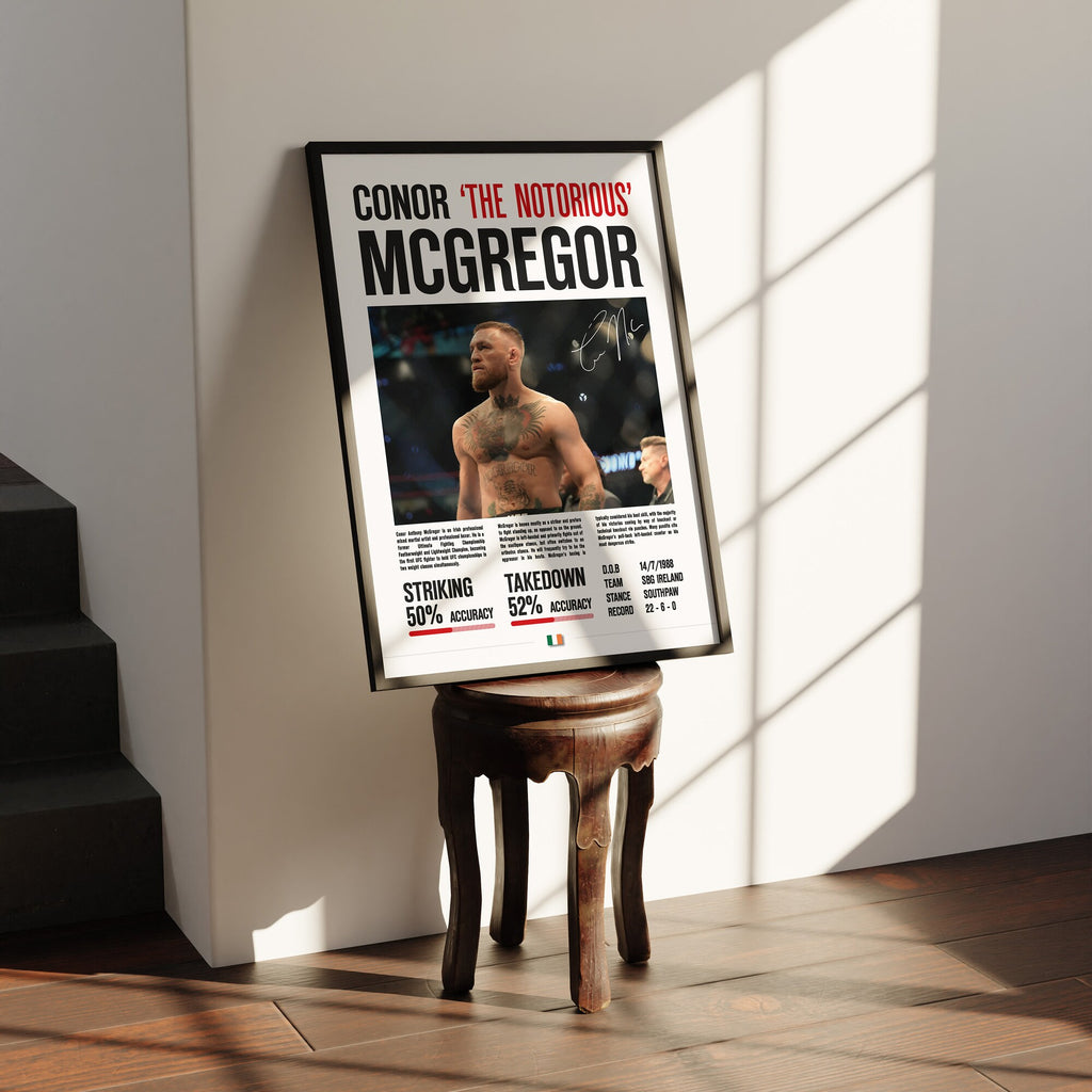 Custom UFC Conor McGregor MMA Statistics Signed - Poster | Canvas Wall Art Print