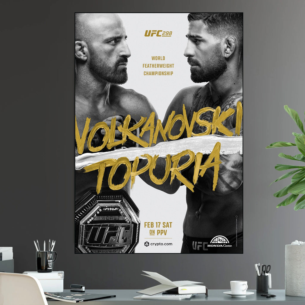 UFC 298 Alexander Volkanovski vs Ilia Topuria Featherweight Championship Title Whittaker Costa - Poster | Canvas Wall Art Print